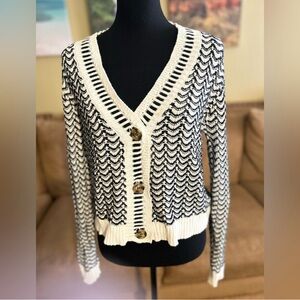 Willow & Root Black and White Chevron Cardigan